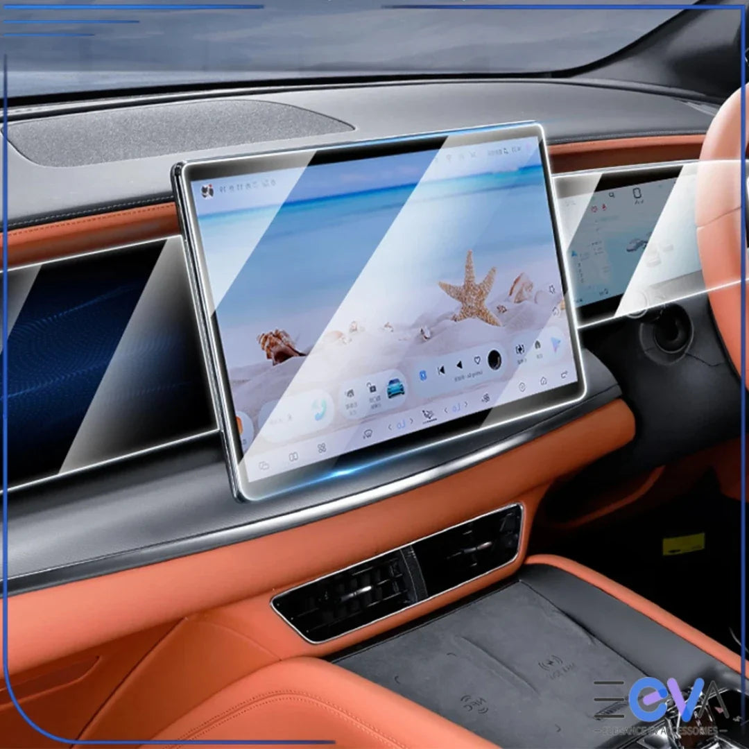Tempered glass screen protector on a BYD Sealion 7